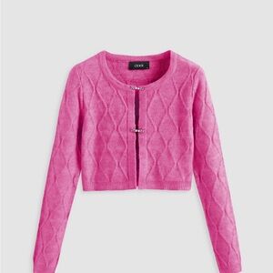 SOLID CABLE KNIT CROP CARDIGAN CIDER